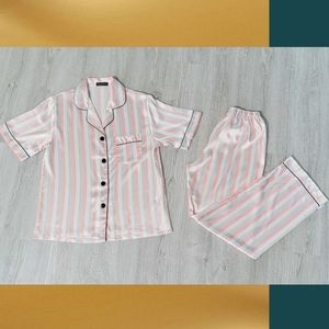 Peony Pink Satin Pajama Set